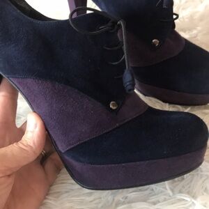 Stuart Weizmann Flyaway Blue Suede Ankle Boot